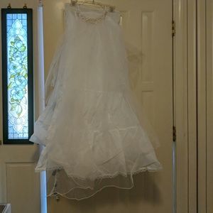 David's Bridal slip and beaded wedding weil